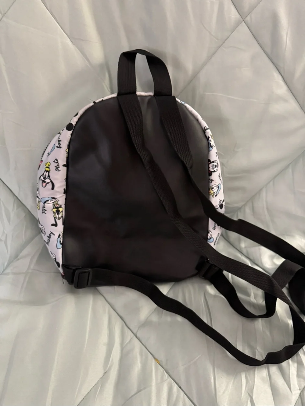 Disney Bioworld Mini Backpack in White with Black Straps and Colorful Character